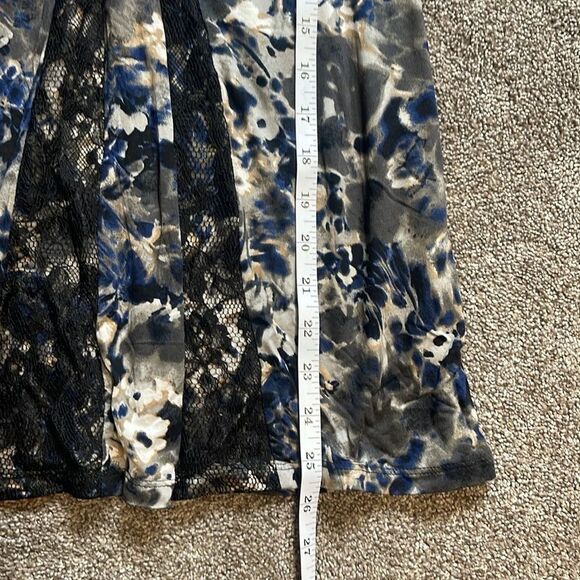 NWT Alfani Women's Blue Gray Polyester V-Neck Long Sleeve Top Blouse Large - Picture 6 of 10